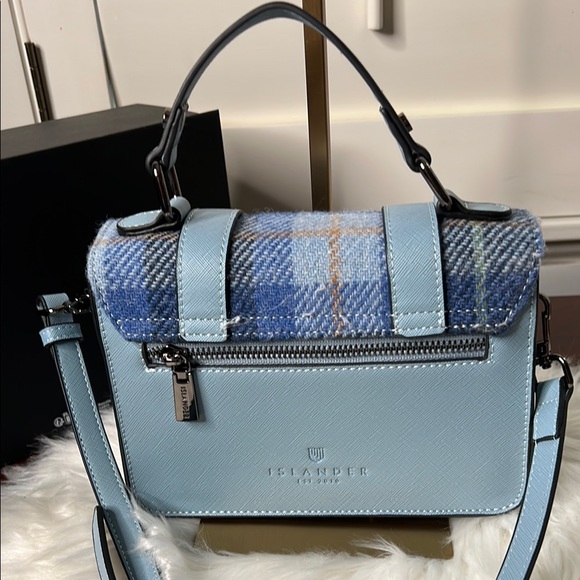 Harris Tweed Islander Blue Tartan Satchel Crossbody Bag NWOT- From Scotland - Picture 4 of 16